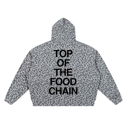 TOP OF THE FOOD CHAIN Leopard Print Waffle Full Zip Hoodie