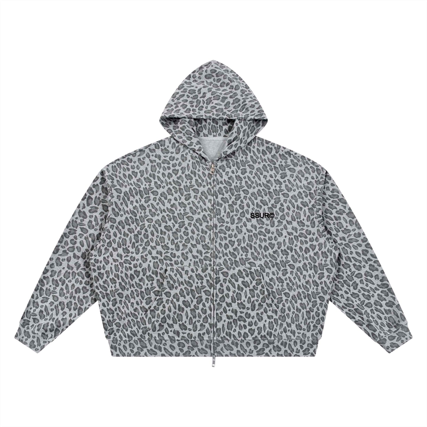 TOP OF THE FOOD CHAIN Leopard Print Waffle Full Zip Hoodie