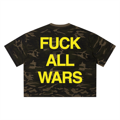 FUCK ALL WARS Unisex Camo Boxy T-Shirt