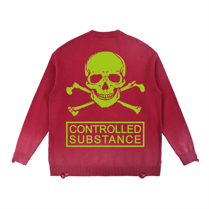CONTROLLED SUBSTANCE LOGO Distressed Sweater