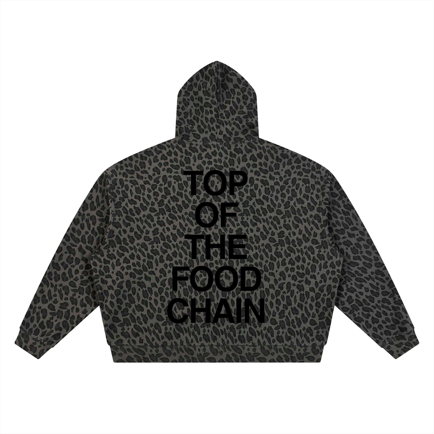 TOP OF THE FOOD CHAIN Leopard Print Waffle Full Zip Hoodie