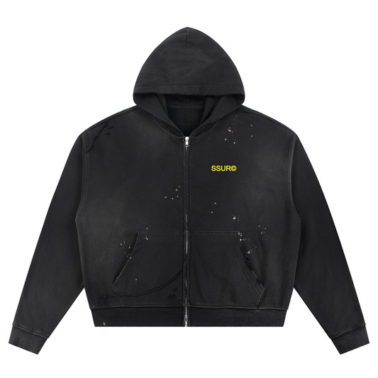 SSUR©️ D2 Raw Edge Fleece Zip Hoodie