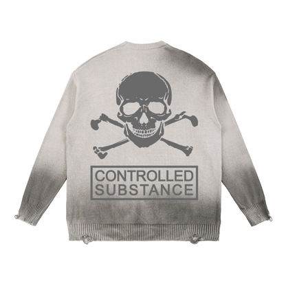 CONTROLLED SUBSTANCE LOGO Distressed Sweater