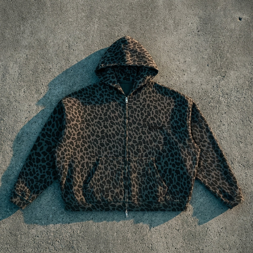 Full-zip waffle-knit hoodie — Urban Flat Lay | Generated by Modelize