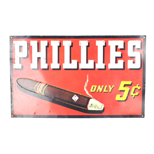 Vintage tin metal Phillies Blunt sign